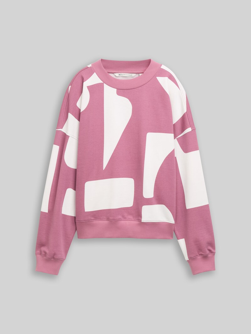Tom Tailor Loose Fit Sweatshirt mit Muster - Dusty Berry Big Scale Print