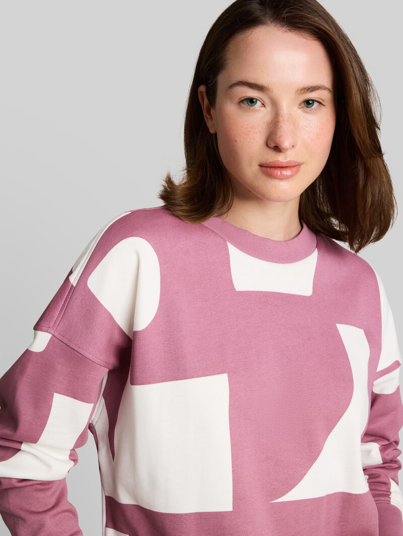 Tom Tailor Loose Fit Sweatshirt mit Muster - Dusty Berry Big Scale Print
