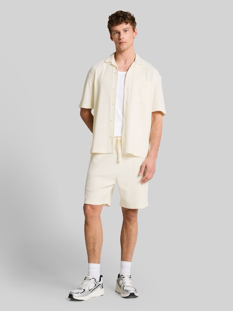 Tom Tailor Relaxed Shorts mit Waffelstruktur - Wool White