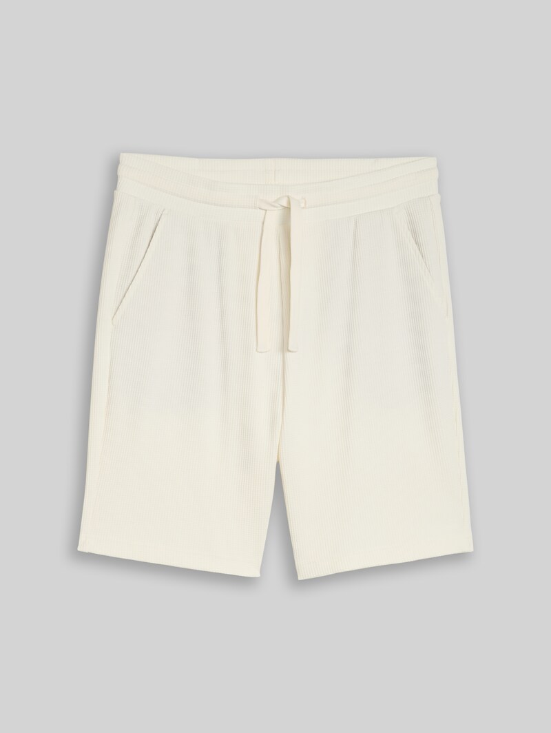 Tom Tailor Relaxed Shorts mit Waffelstruktur - Wool White