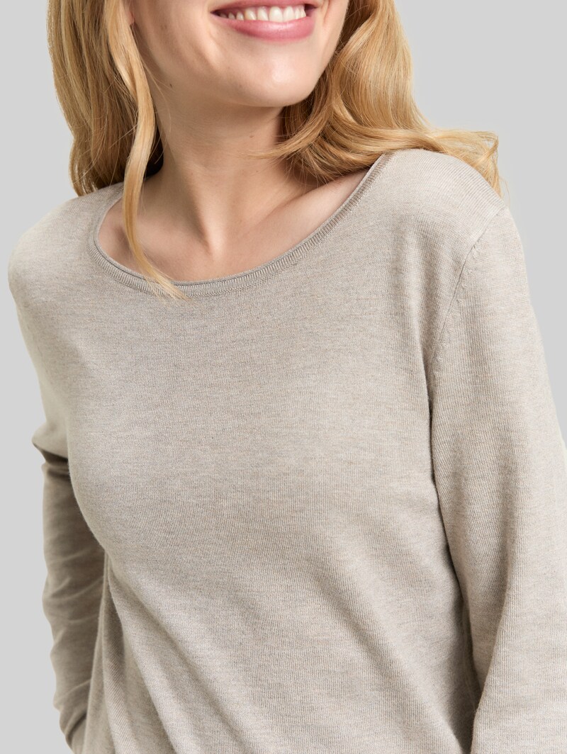 Tom Tailor Basic Strickpullover mit Rundhalsausschnitt - Dark Clouds Grey Melange