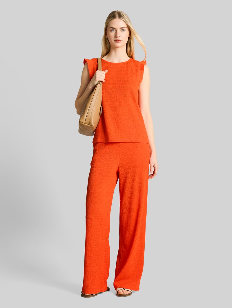 Tom Tailor Loose Fit Crinkle Top mit Volants - Fiery Orange