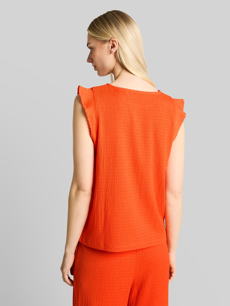Tom Tailor Loose Fit Crinkle Top mit Volants - Fiery Orange