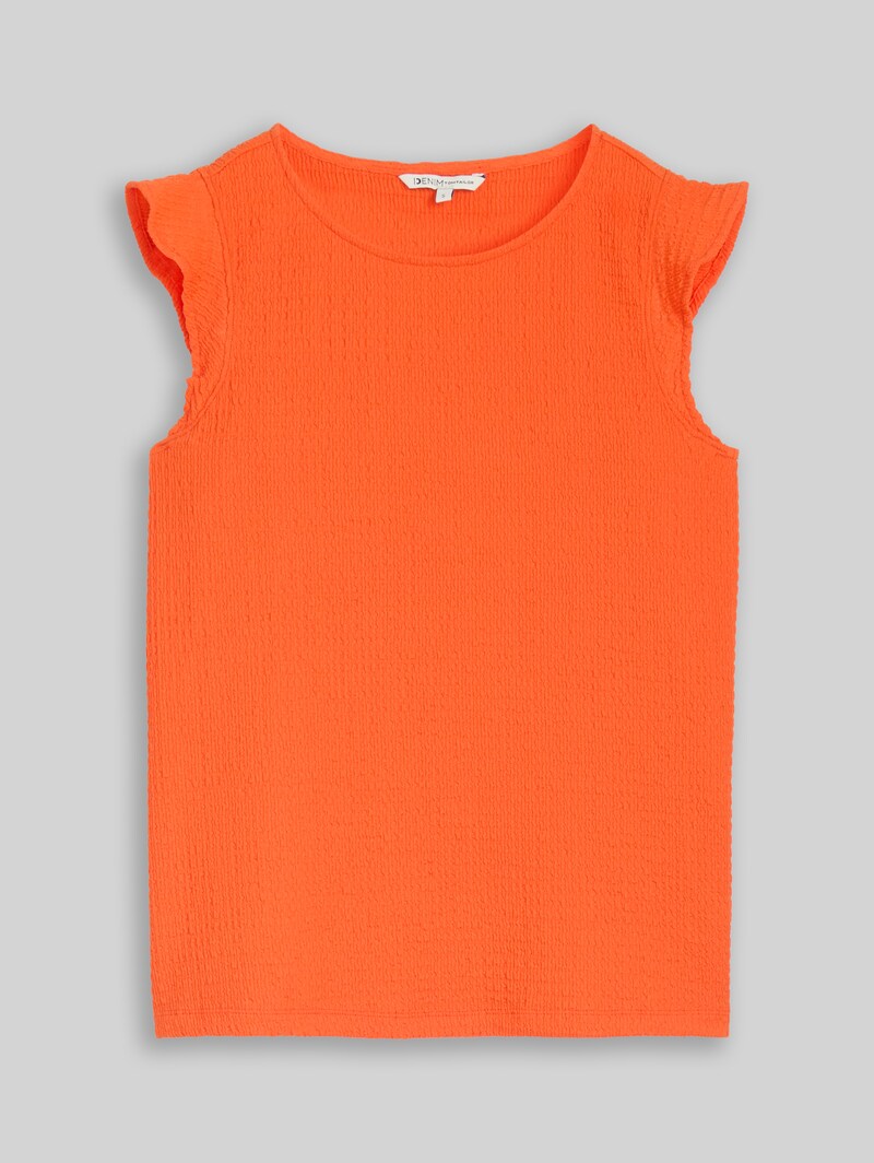 Tom Tailor Loose Fit Crinkle Top mit Volants - Fiery Orange