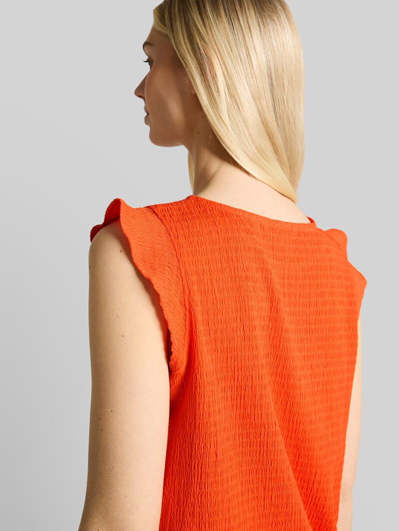 Tom Tailor Loose Fit Crinkle Top mit Volants - Fiery Orange