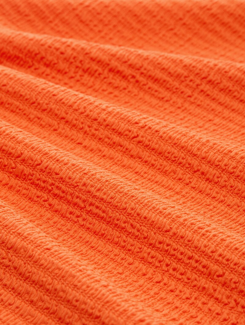 Tom Tailor Loose Fit Crinkle Top mit Volants - Fiery Orange