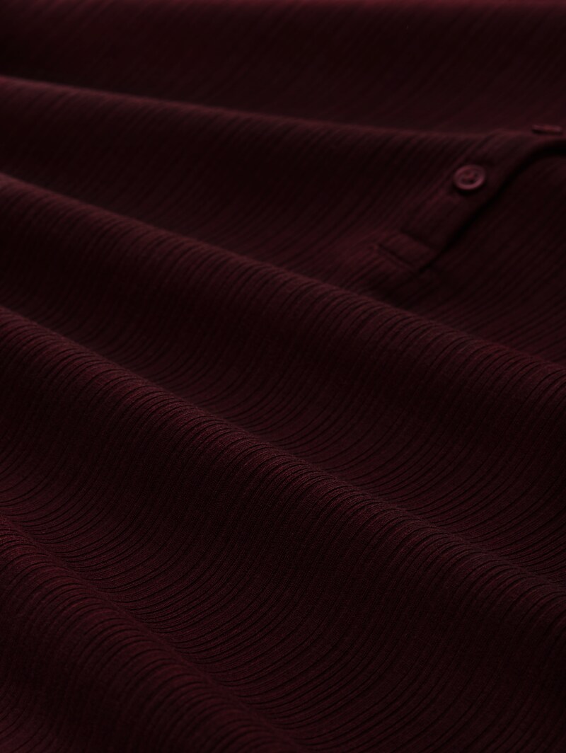 Tom Tailor Slim Fit Henley Langarmshirt - Dark Pecan Brown