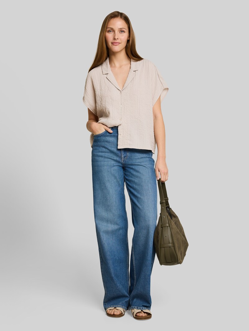 Tom Tailor Seersucker Resort Hemdbluse - Cloud Grey