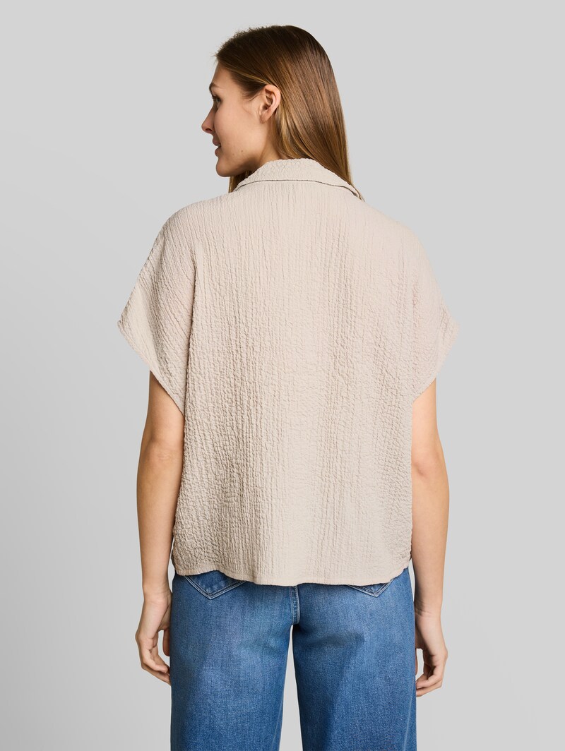 Tom Tailor Seersucker Resort Hemdbluse - Cloud Grey
