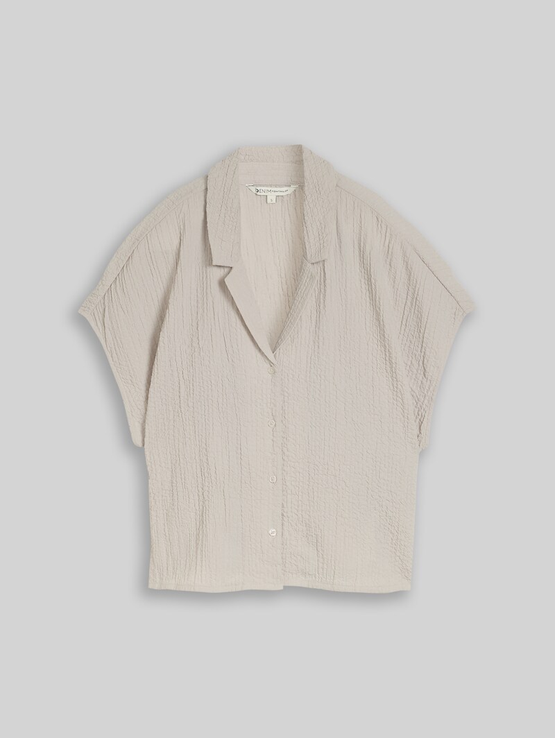 Tom Tailor Seersucker Resort Hemdbluse - Cloud Grey