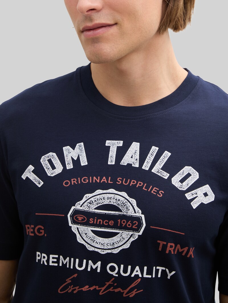 Tom Tailor T-Shirt mit Logo-Print - Sky Captain Blue