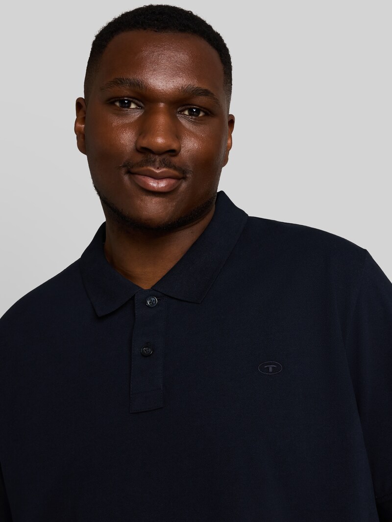 Tom Tailor Plus Size - Piqué Poloshirt mit Logo-Stickerei - Sky Captain Blue