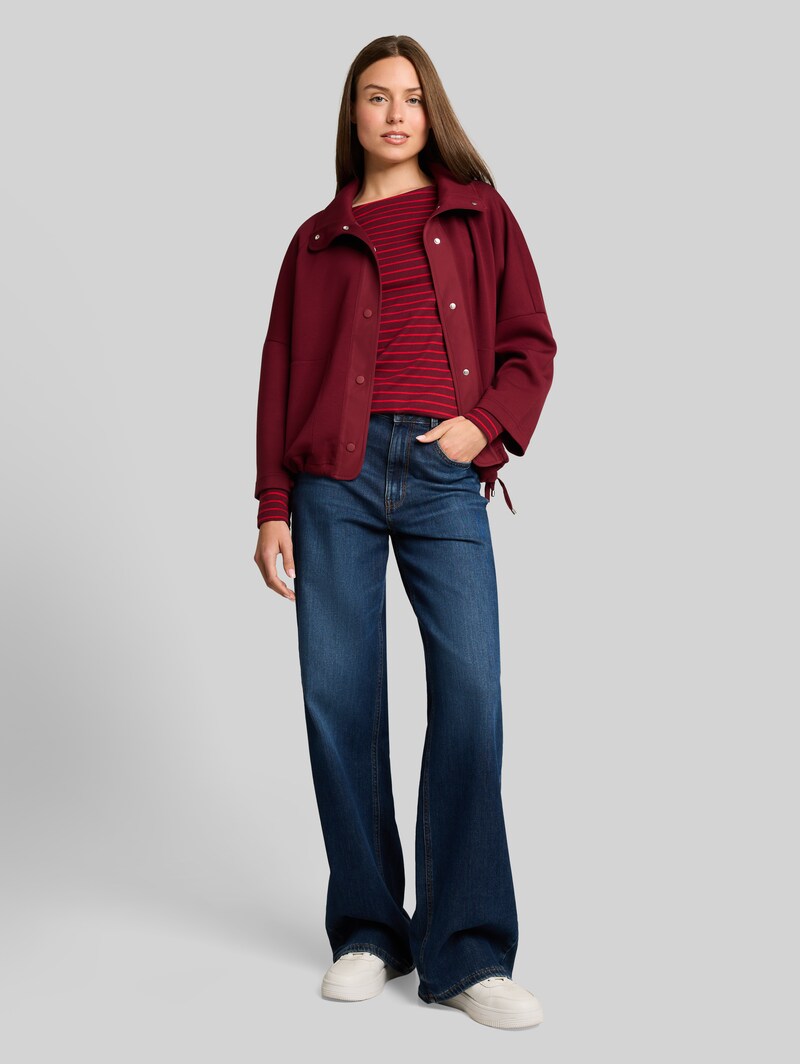 Tom Tailor Boxy Fit Scuba Sweatjacke mit Taschen - Preppy Plum