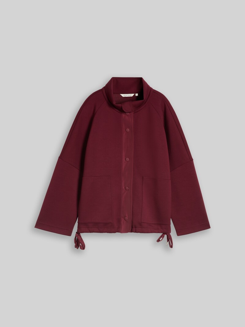 Tom Tailor Boxy Fit Scuba Sweatjacke mit Taschen - Preppy Plum