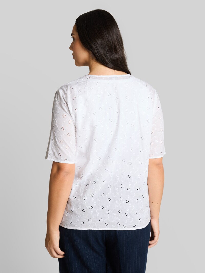 Tom Tailor Plus Size - Bluse mit Lochstickerei - White