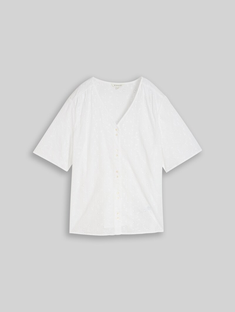 Tom Tailor Plus Size - Bluse mit Lochstickerei - White