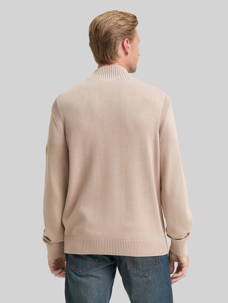 Tom Tailor Troyer Strickpullover im Washed-Look aus Baumwolle - Light Cashmere
