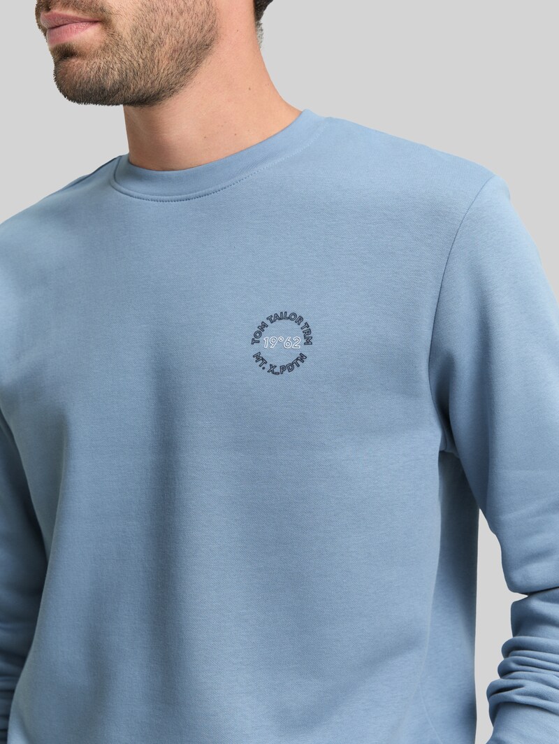 Tom Tailor Sweatshirt mit Logo-Print - Faded Denim Blue
