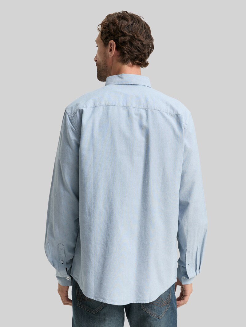 Tom Tailor Regular Fit Hemd mit Brusttasche - Light Blue White Chambray
