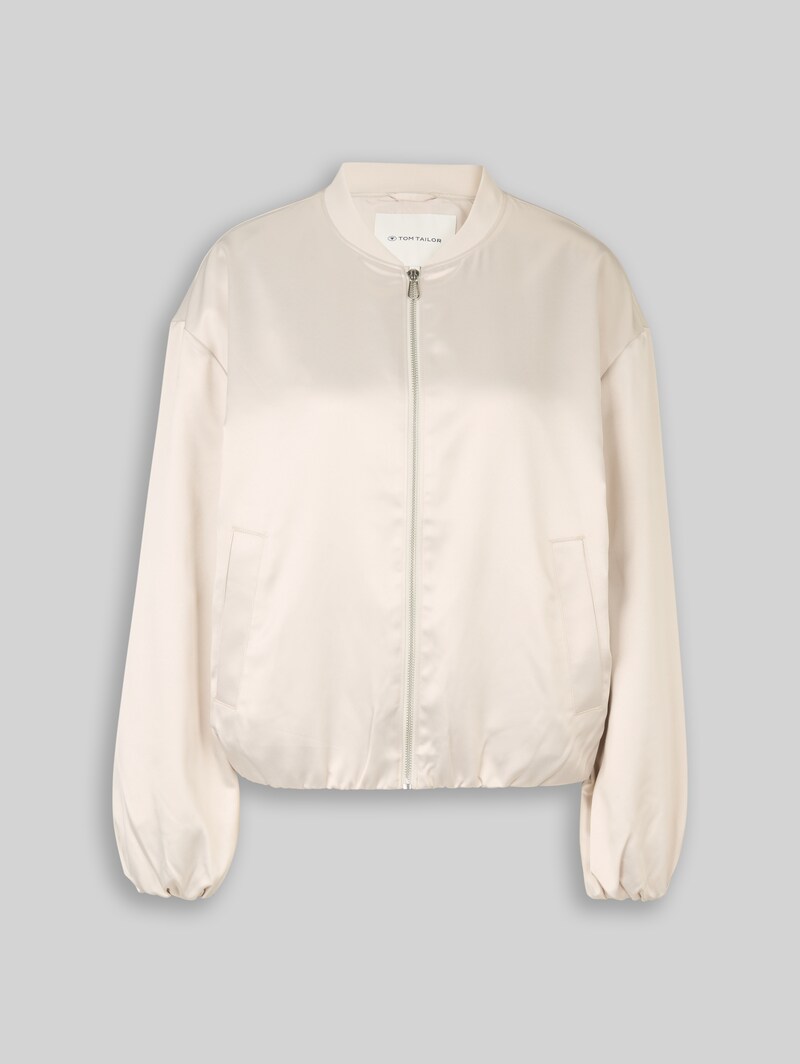 Tom Tailor Satin Blouson Jacke mit Bomberkragen - Sand Stone Beige