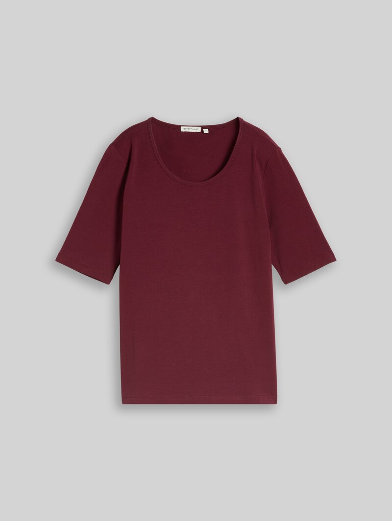 Tom Tailor Basic T-Shirt mit Rundhalsausschnitt - Preppy Plum