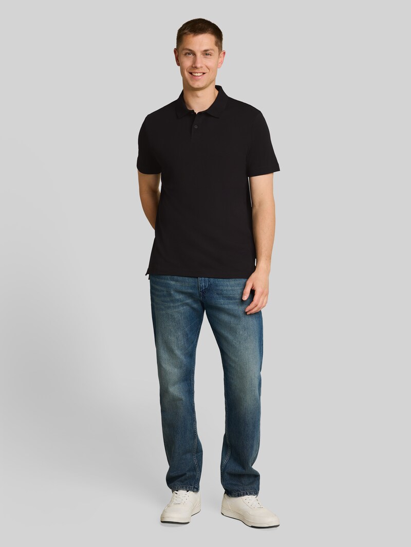 Tom Tailor Jersey Poloshirt aus Baumwolle - Black