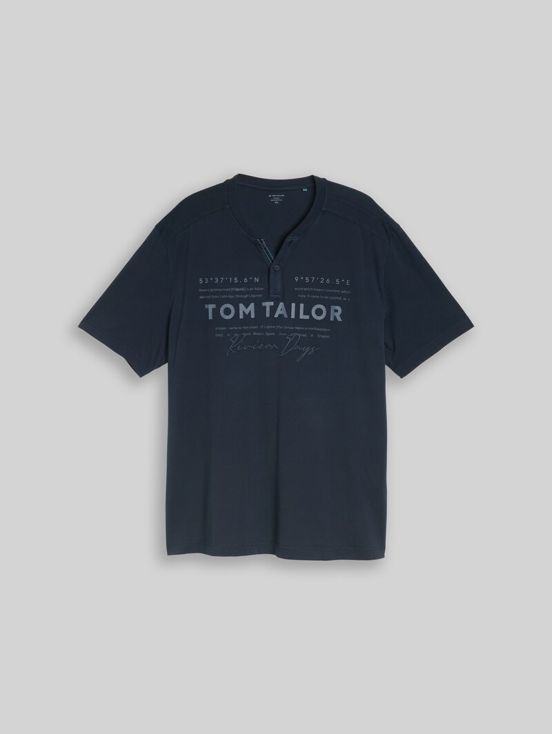 Tom Tailor Plus Size - Henley T-Shirt im Used-Look - Sky Captain Blue