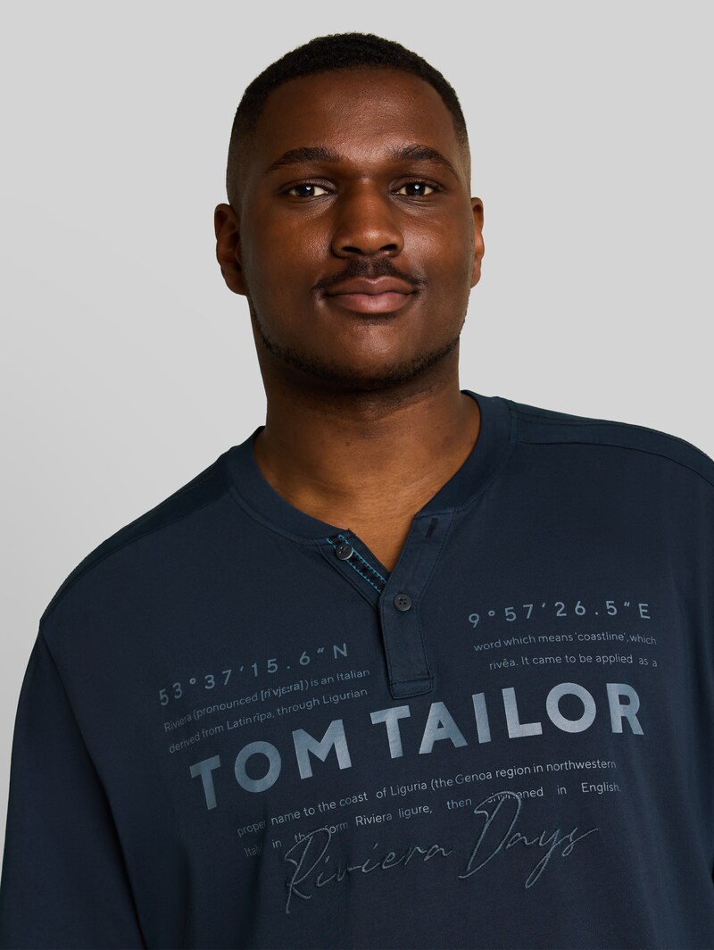 Tom Tailor Plus Size - Henley T-Shirt im Used-Look - Sky Captain Blue