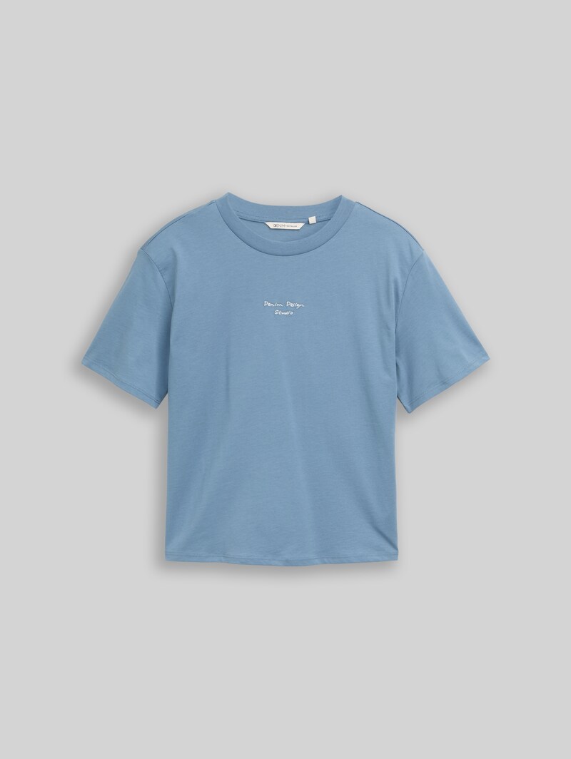Tom Tailor Boxy Fit T-Shirt mit Stickerei - Spring Lake Blue