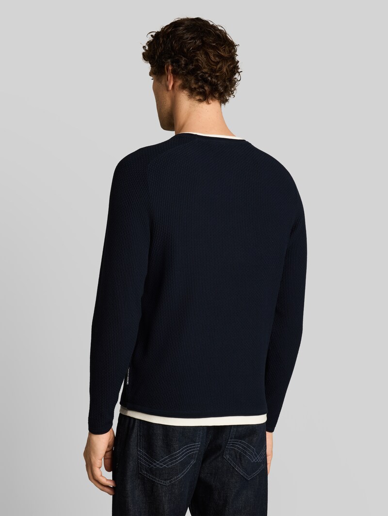 Tom Tailor Strickpullover im 2-in-1-Look - Sky Captain Blue
