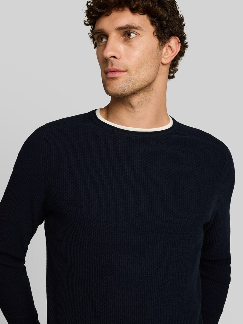 Tom Tailor Strickpullover im 2-in-1-Look - Sky Captain Blue
