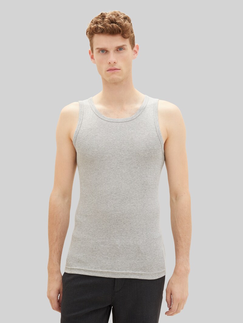 Tom Tailor Tanktops mit Rippstruktur im 2er-Pack - Grey-medium-melange