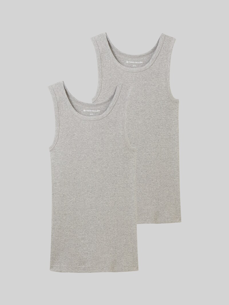 Tom Tailor Tanktops mit Rippstruktur im 2er-Pack - Grey-medium-melange