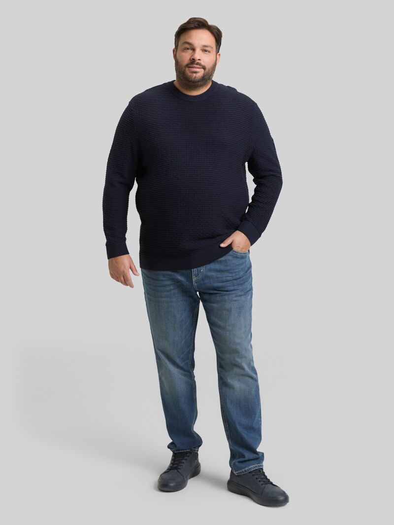 Tom Tailor Plus Size - Strickpullover mit Rundhalsausschnitt - Sky Captain Blue