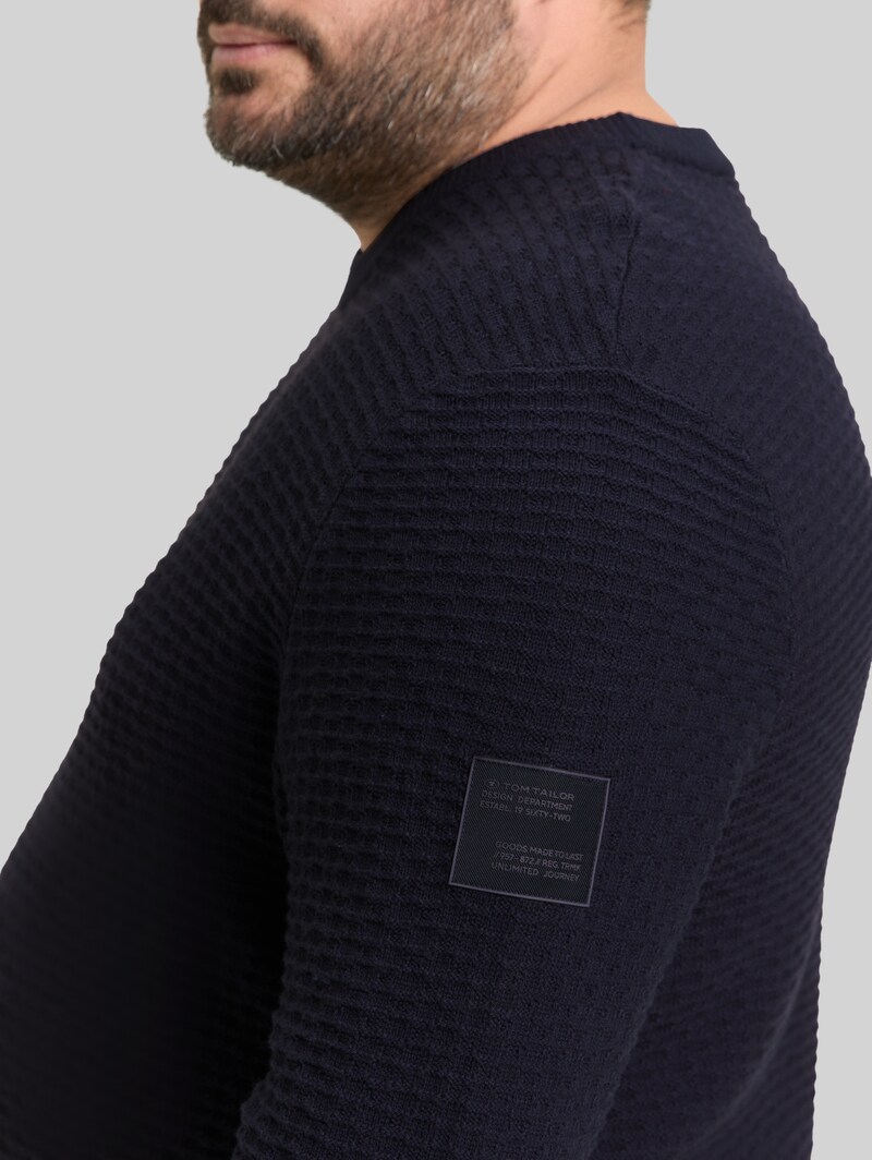 Tom Tailor Plus Size - Strickpullover mit Rundhalsausschnitt - Sky Captain Blue