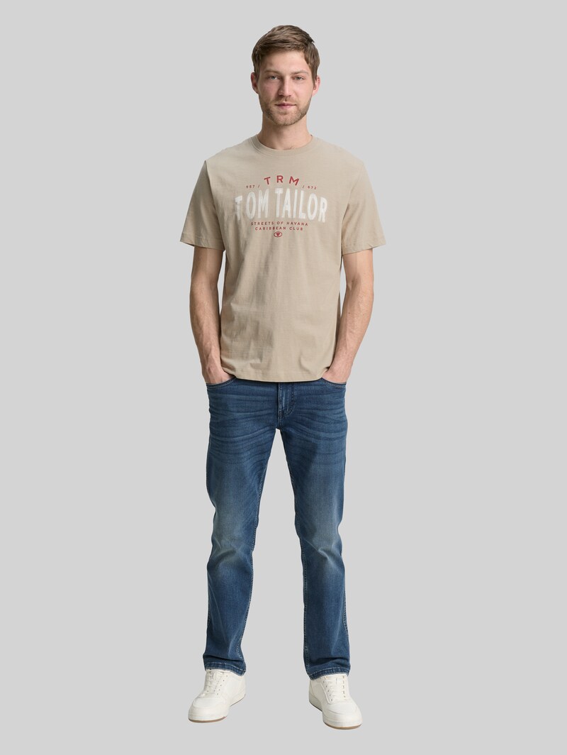 Tom Tailor T-Shirt mit Logo-Print - Cashew Beige