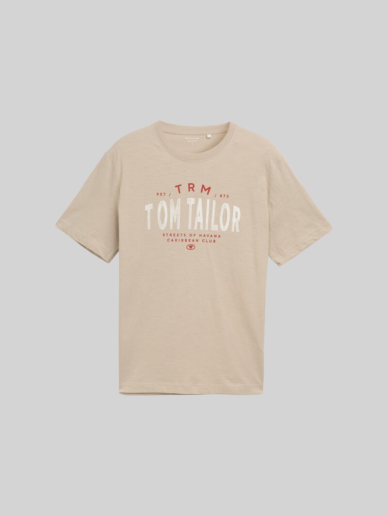 Tom Tailor T-Shirt mit Logo-Print - Cashew Beige