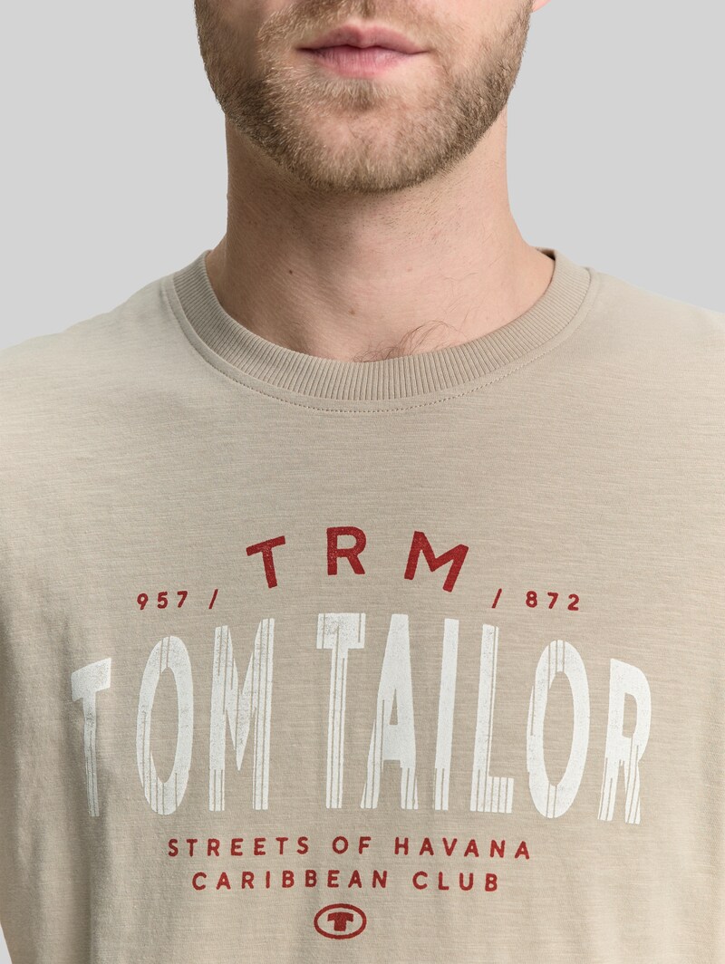 Tom Tailor T-Shirt mit Logo-Print - Cashew Beige