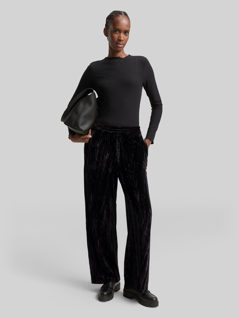 Tom Tailor Wide Leg Samthose - Deep Black