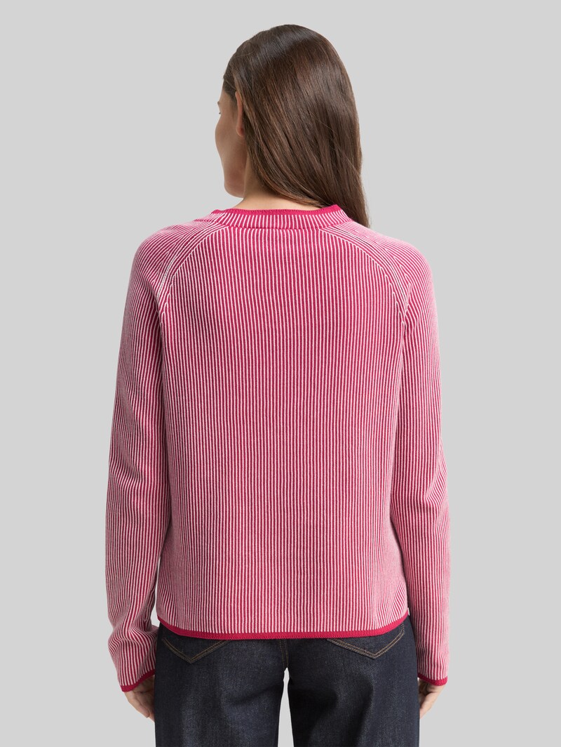 Tom Tailor Strickpullover mit Rundhalsausschnitt - Pink Plaited Knit