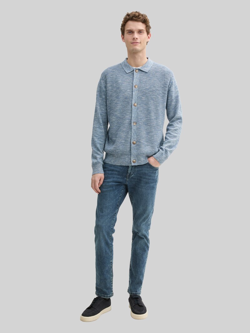 Tom Tailor Strickjacke mit Kentkragen - Mystical Blue Multicolor