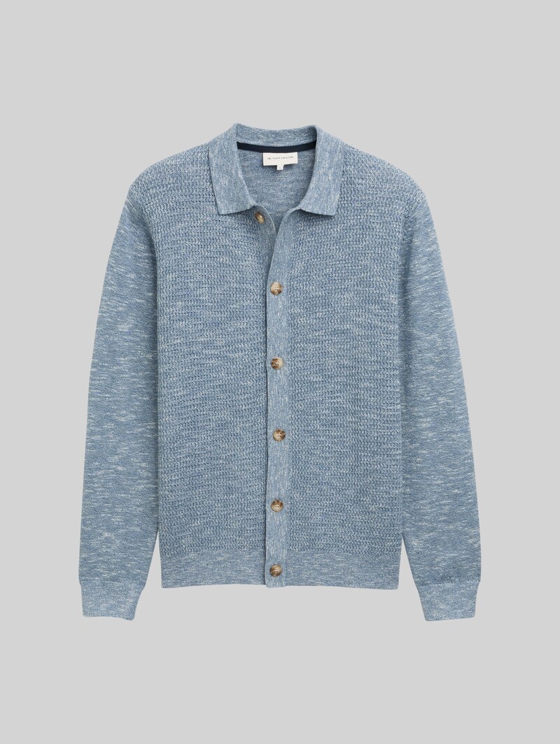 Tom Tailor Strickjacke mit Kentkragen - Mystical Blue Multicolor