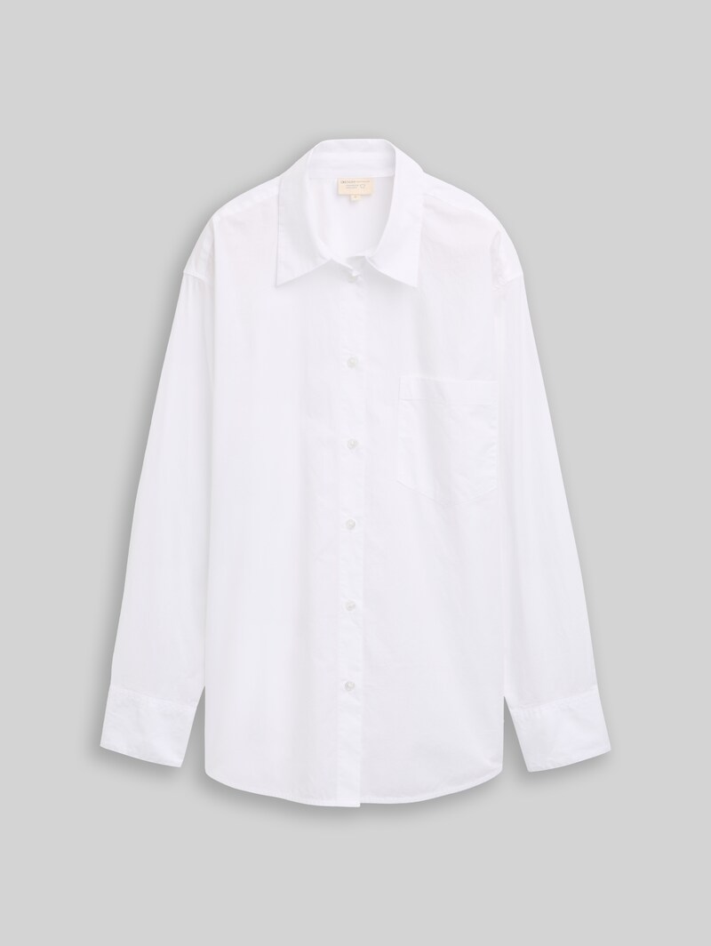 Tom Tailor Oversize Hemdbluse mit Brusttasche - White