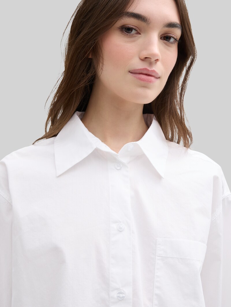 Tom Tailor Oversize Hemdbluse mit Brusttasche - White