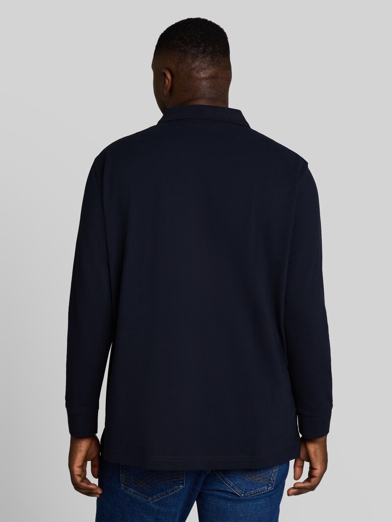 Tom Tailor Plus Size - Langarm Piqué Poloshirt - Sky Captain Blue