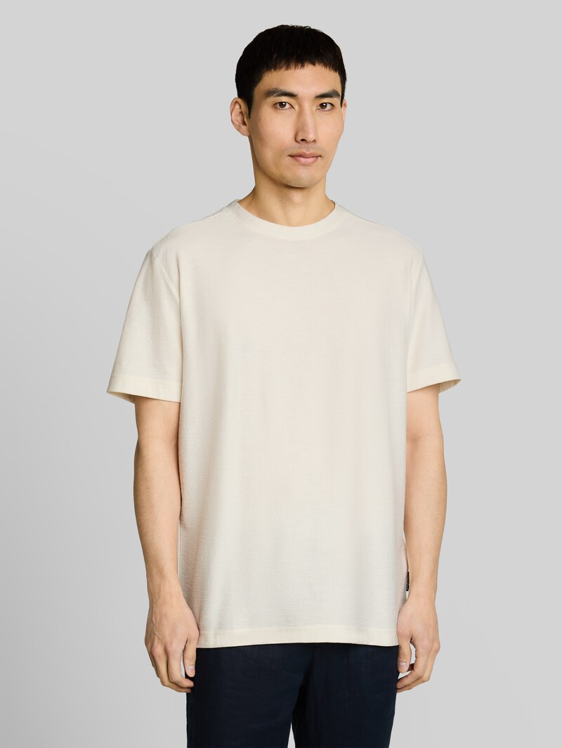 Tom Tailor T-Shirt mit Ottoman-Struktur - Gardenia White Tom Tailor T-Shirt mit Ottoman-Struktur - Gardenia White