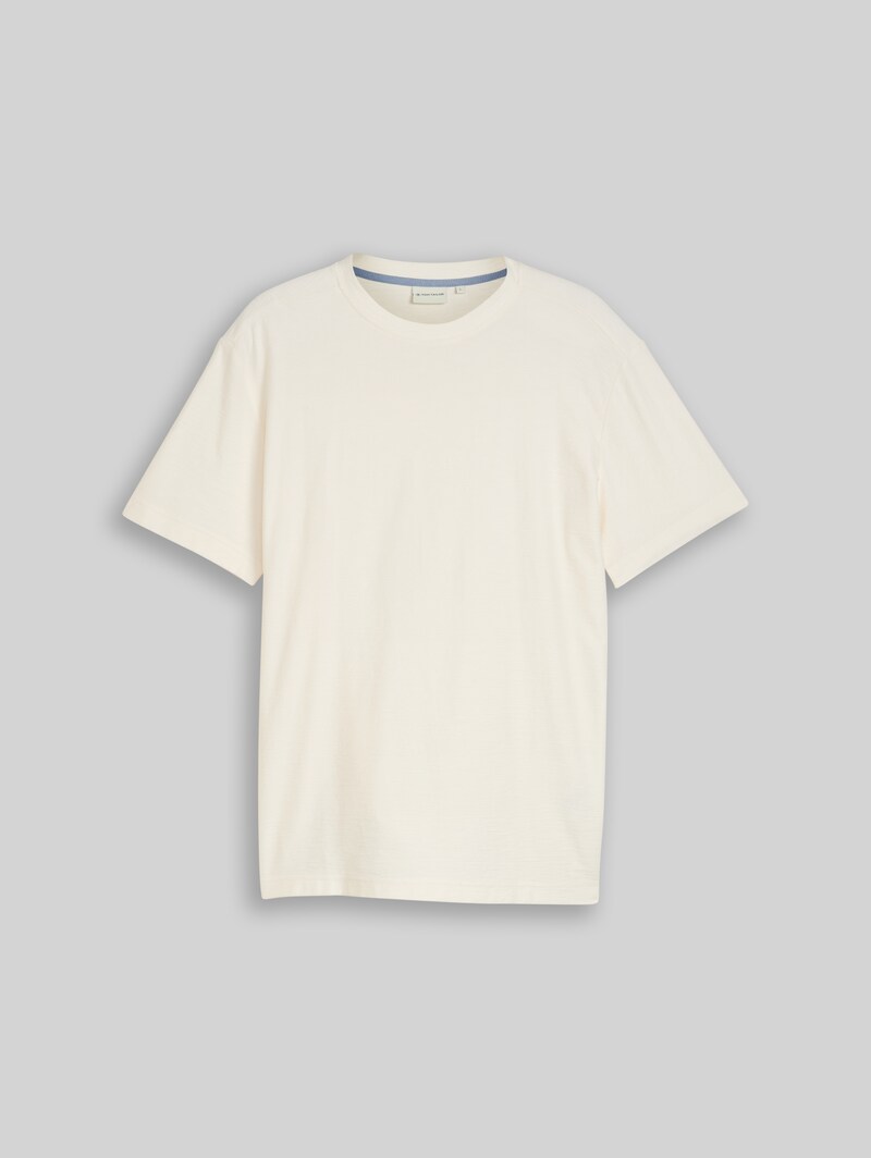 Tom Tailor T-Shirt mit Ottoman-Struktur - Gardenia White