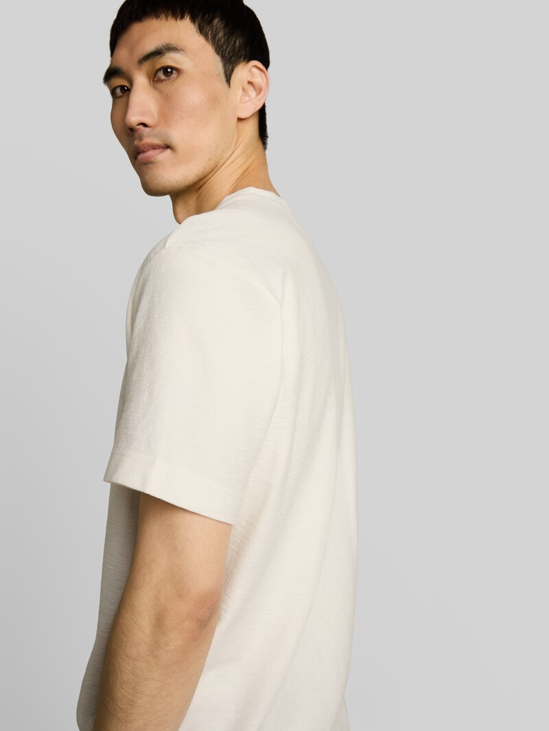 Tom Tailor T-Shirt mit Ottoman-Struktur - Gardenia White
