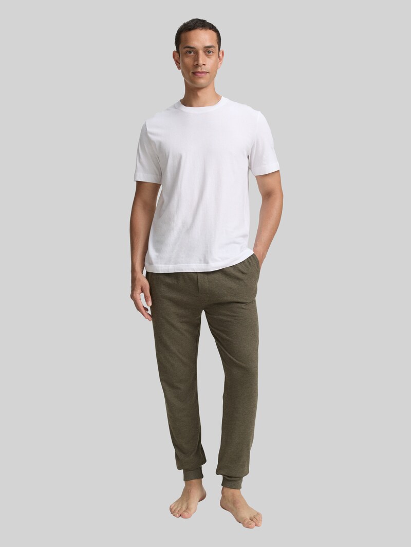 Tom Tailor Pyjama-Hose in Melange-Optik - Green-medium-melange
