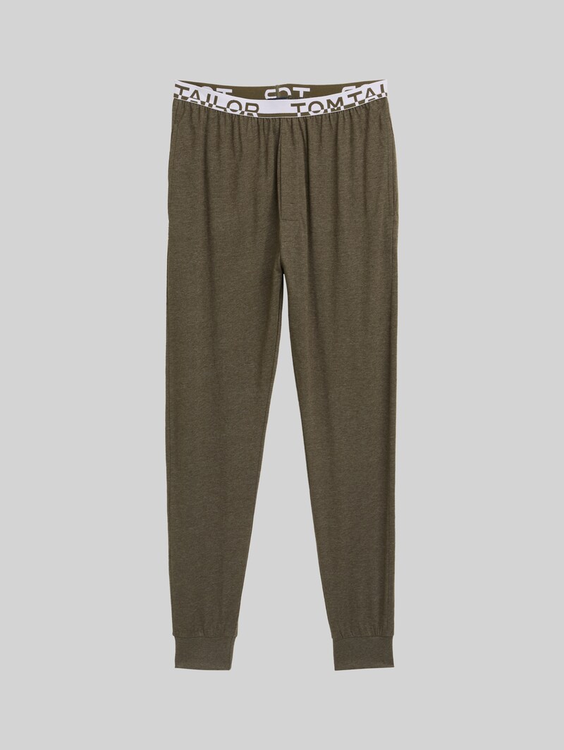 Tom Tailor Pyjama-Hose in Melange-Optik - Green-medium-melange